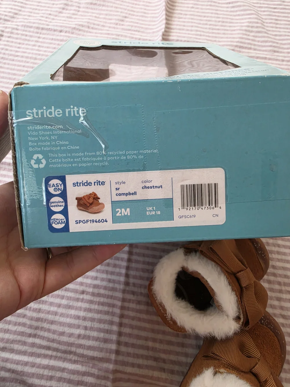 Stride Rite SR Campbell Chestnut Leather Booties with Box, Baby 2M